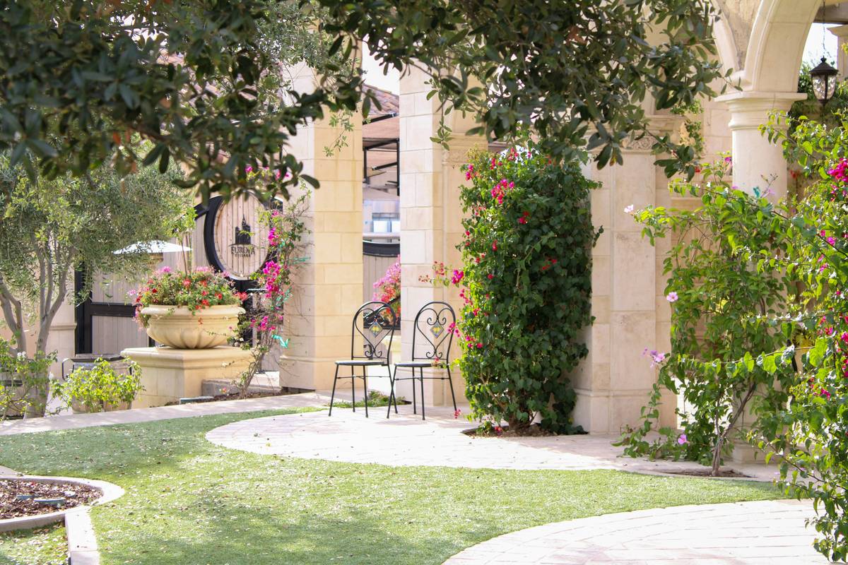Garden decor chair can you leave - Photo shows a weather-damaged wicker chair with faded fabric and mold spots on a patio